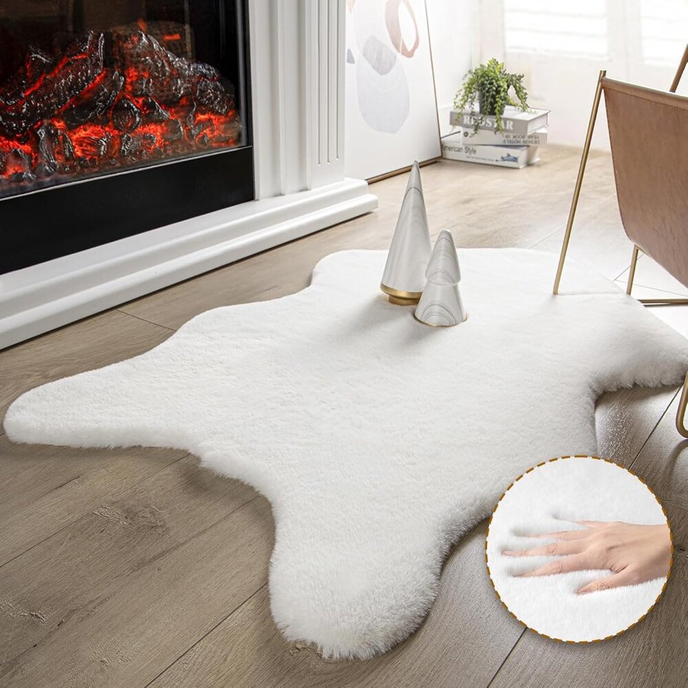 Ultra Soft Faux Rabbit Fur Rug  2 x 3 Feet